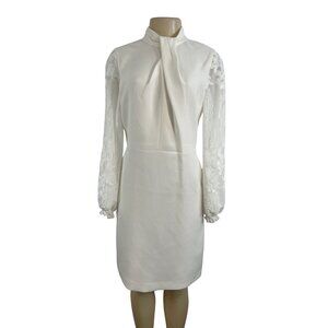 Elie Tahari Women's White Sheath Long Sleeve Zip Up Dress Sz 6  - NWT